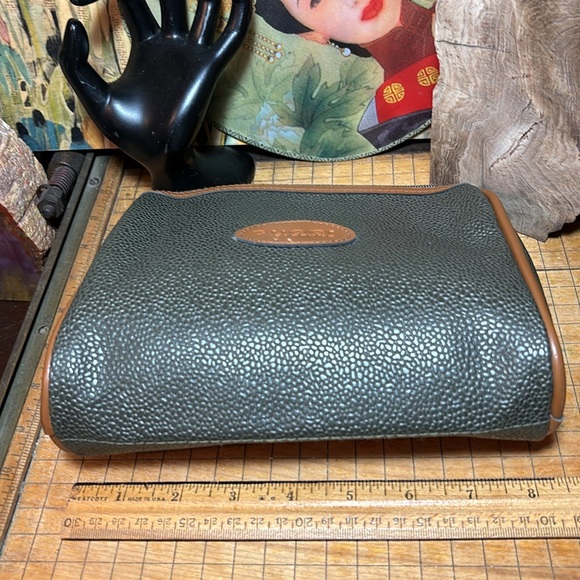 Gucci Parfums Green Tan Vintage Bag Zip Top Travel Toiletries 8.25”x6.5”x2.75” - Picture 14 of 17